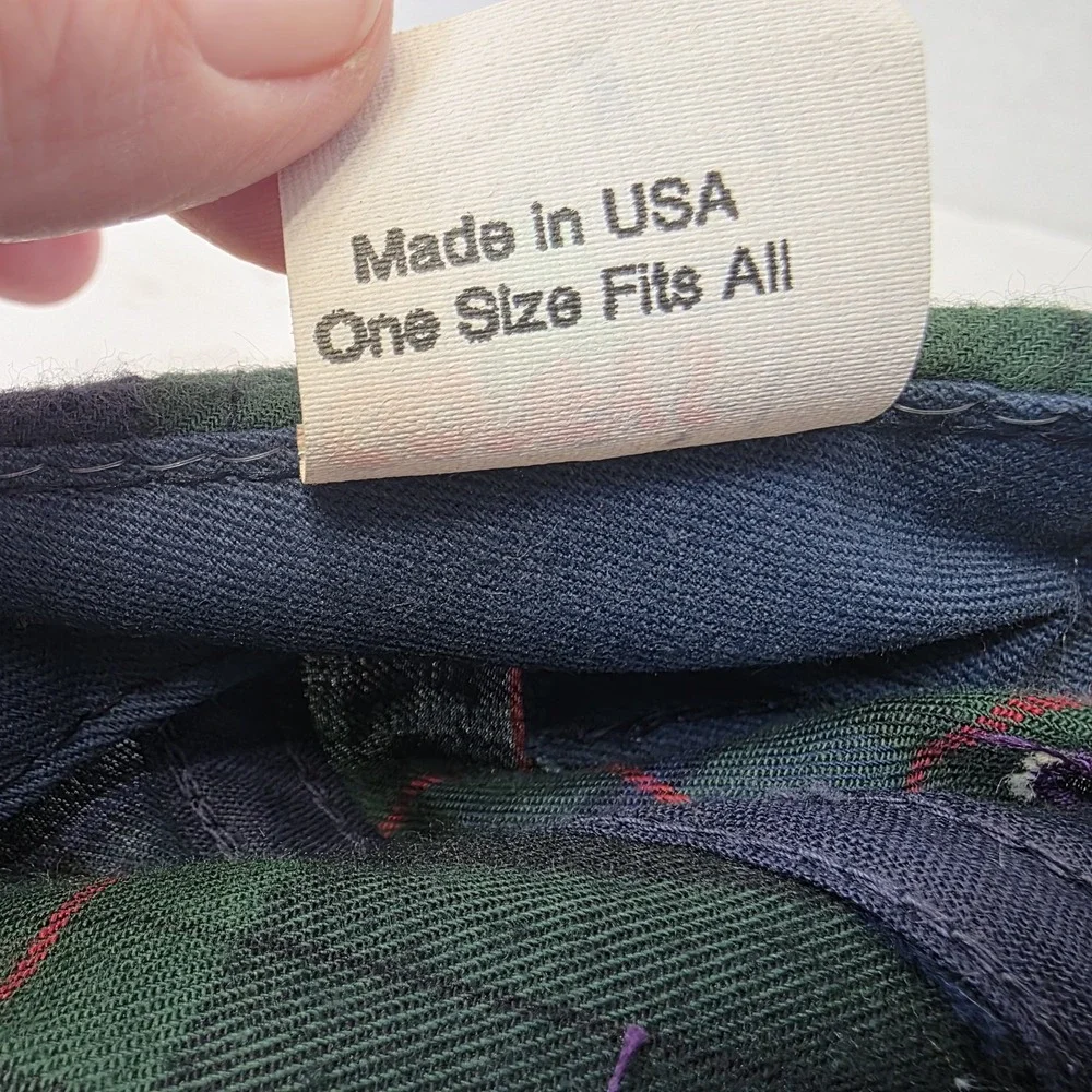 Vintage Plaid Mickey Mouse Snapback Hat Goofy's Hat Disney Green Blue USA‎ Made